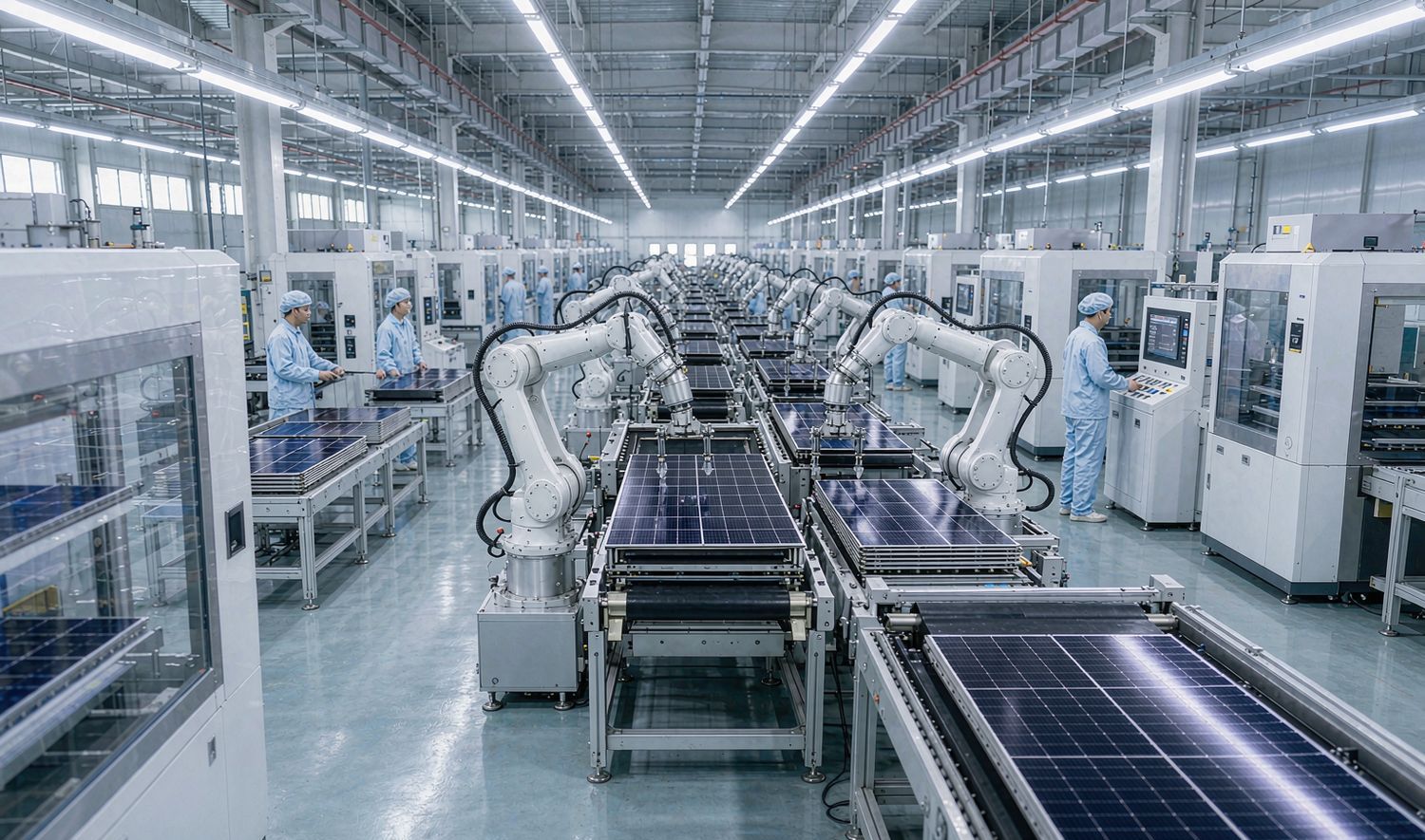 Automated solar module production line
